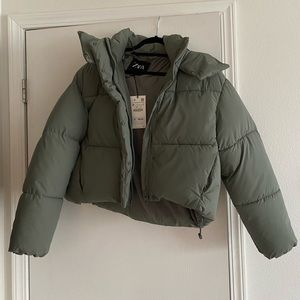Zara hooded cropped puffer